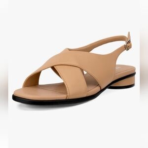 NWT ECCO Elegant Leather Tan Sandals  Size US 8-8.5, EU 39, UK 6